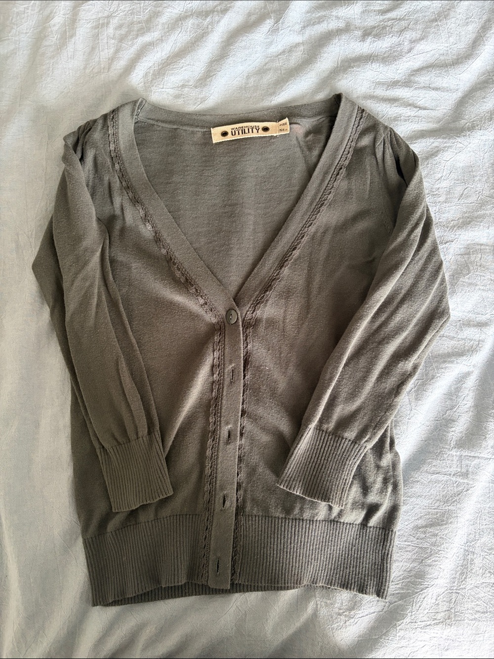 Warehouse Olive V-Neck Button Cardigan